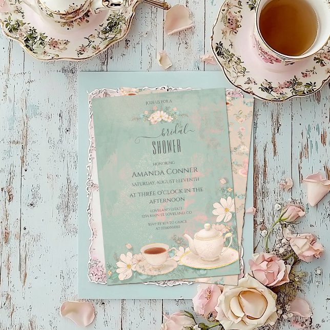 Shabby chic Tea Party Bridal Shower Invitation (Creator Uploaded)