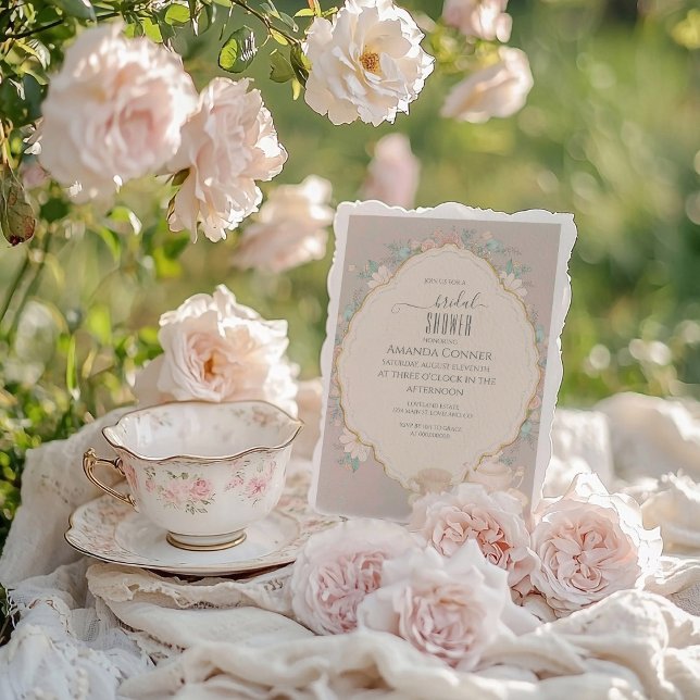 Shabby chic Tea Party Bridal Shower Invitation (Creator Uploaded)