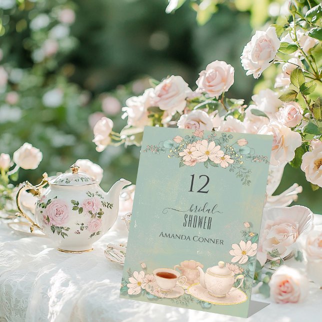 Shabby chic Tea Party Bridal Shower Table Number (Creator Uploaded)