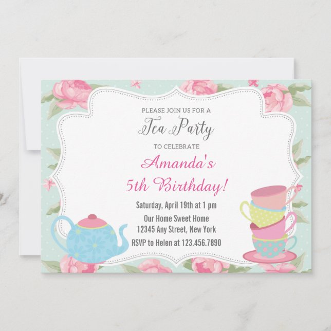Shabby Chic Tea Party Invitation (Front)