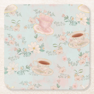 Shabby Chic Tea Party Square Paper Coaster