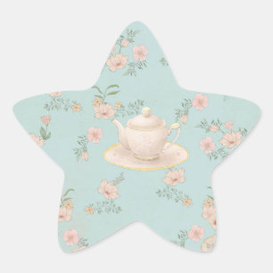 Shabby chic Tea Party Star Sticker