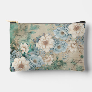 Shabby Chic Teal Pastel Floral Make-Up Bag