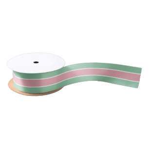 Shabby Chic Teal & Pink Striped Satin Ribbon