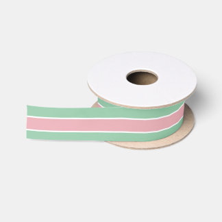 Shabby Chic Teal & Pink Striped Satin Ribbon