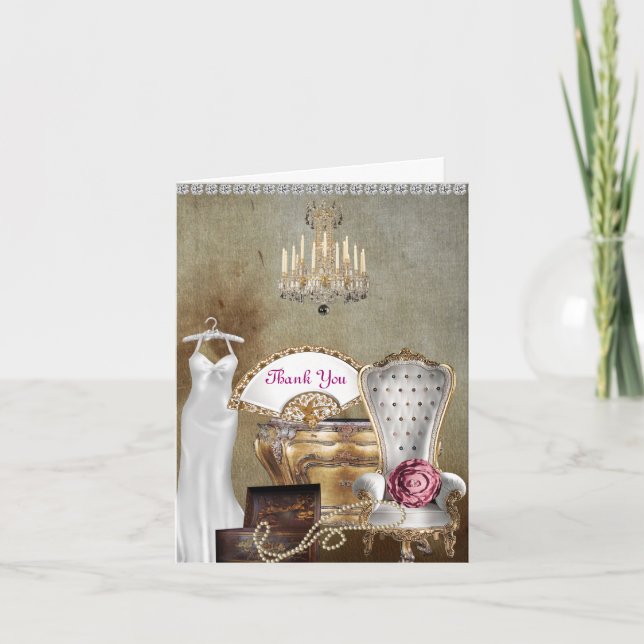 SHABBY CHIC THANK YOU CARD FOR BRIDAL SHOWER (Front)
