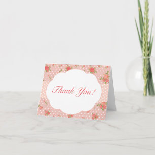 Shabby Chic Thank You Note Card, Pink Card