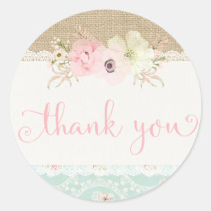 Shabby Chic Thank You Stickers