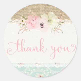 Shabby Chic Thank You Stickers