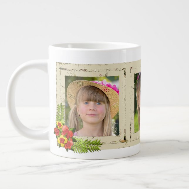Shabby Chic Three Photo Speciality Mug (Left)