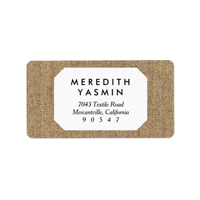 Shabby Chic Tweed Rustic Burlap Fabric Texture Label (Front)