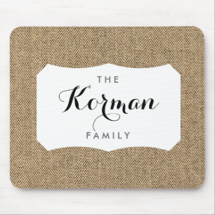 Shabby Chic Tweed Rustic Burlap Fabric Texture Mouse Mat