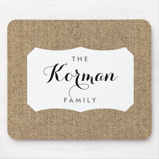 Shabby Chic Tweed Rustic Burlap Fabric Texture Mouse Mat (Front)