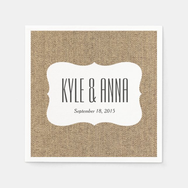 Shabby Chic Tweed Rustic Burlap Fabric Texture Napkin (Front)