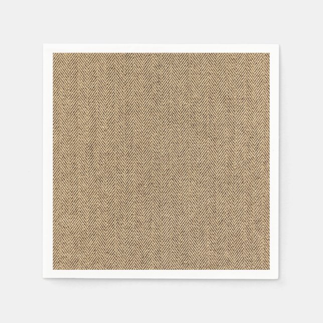 Shabby Chic Tweed Rustic Burlap Fabric Texture Napkin (Front)