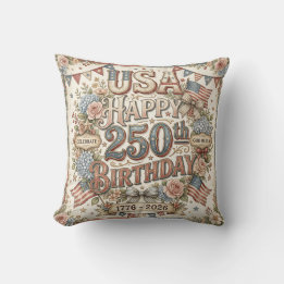 Shabby Chic USA 250th Birthday Floral Pillow