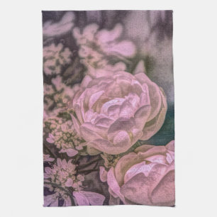 Shabby chic Victorian garden Bohemian pink Rose Tea Towel
