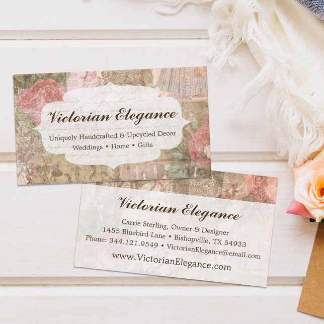 Shabby Chic Victorian Ladies Fashion Craft Pink Business Card (Creator Uploaded)