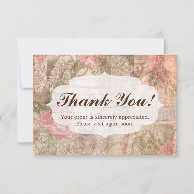 Shabby Chic Victorian Ladies Fashion Thank You (Front)