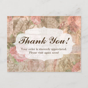 Shabby Chic Victorian Ladies Fashion Thank You Postcard