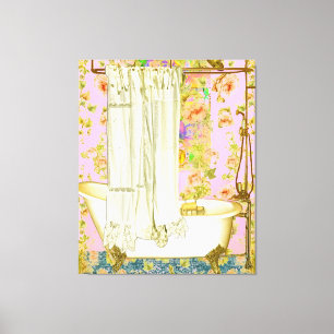 Shabby Chic Victorian Tub  Brass Fixtures Canvas Print