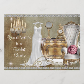 SHABBY CHIC VINTAGE BRIDAL SHOWER INVITATION BLING