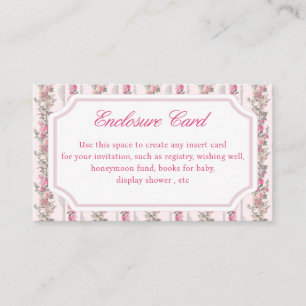 Shabby Chic Vintage Coquette Pink Bow Party Enclosure Card