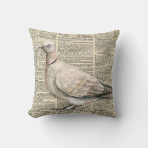 Shabby chic vintage  dictionary Pigeon Cushion