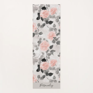 Shabby Chic Vintage Floral Pink Rose Personalised Yoga Mat