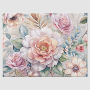 Shabby Chic Vintage Inspired Pastel Floral  Tissue Paper
