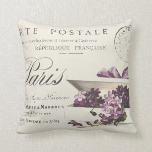 Shabby Chic, vintage lilac French faux linen Cushion