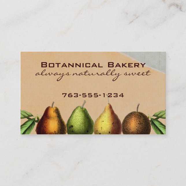 shabby chic vintage pears fruit baking biz cards (Front)