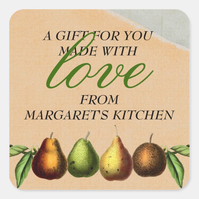 shabby chic vintage pears fruit gift tag labels (Front)