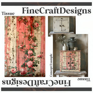 Shabby Chic Vintage Pink Roses Decoupage Right 164 Tissue Paper