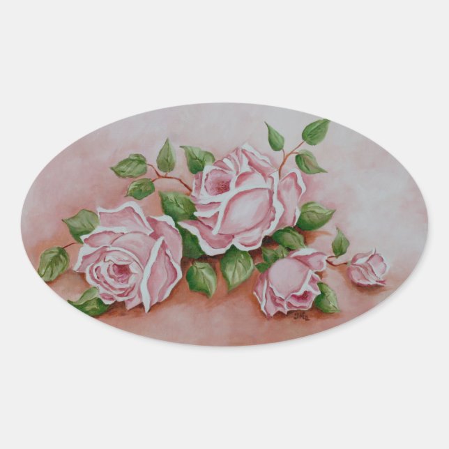 Shabby Chic Vintage Pink  Roses Stickers (Front)