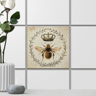 Shabby Chic 🐝 Vintage Queen Bee Illustration Tile