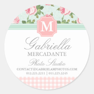 Shabby & Chic Vintage Rose Floral Personalised Classic Round Sticker