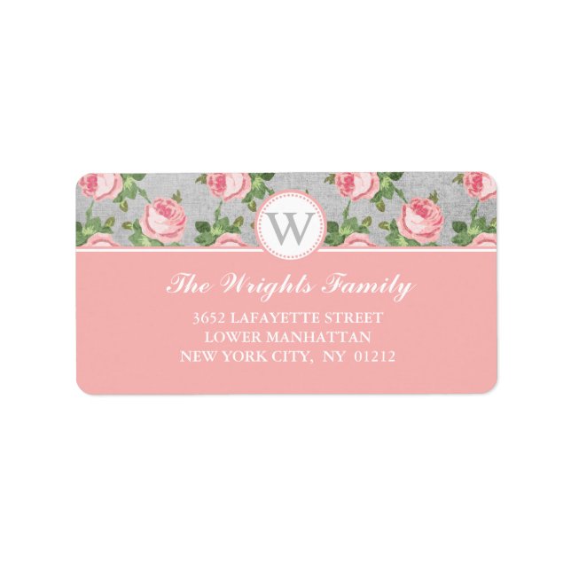 Shabby & Chic Vintage Rose Floral Personalised Label (Front)