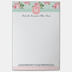 Shabby & Chic Vintage Rose Floral Personalised Post-it Notes