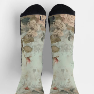 Shabby Chic Vintage Roses Background Socks