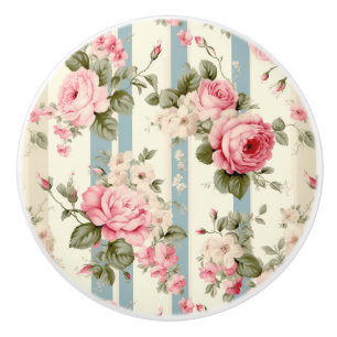 Shabby Chic Vintage Roses Ceramic Knob