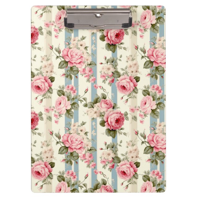 Shabby Chic Vintage Roses Clipboard (Front)