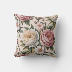 Shabby chic vintage roses cottagecore cushion