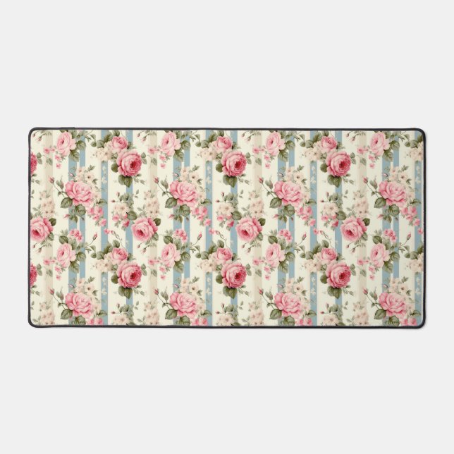 Shabby Chic Vintage Roses Desk Mat (Front)