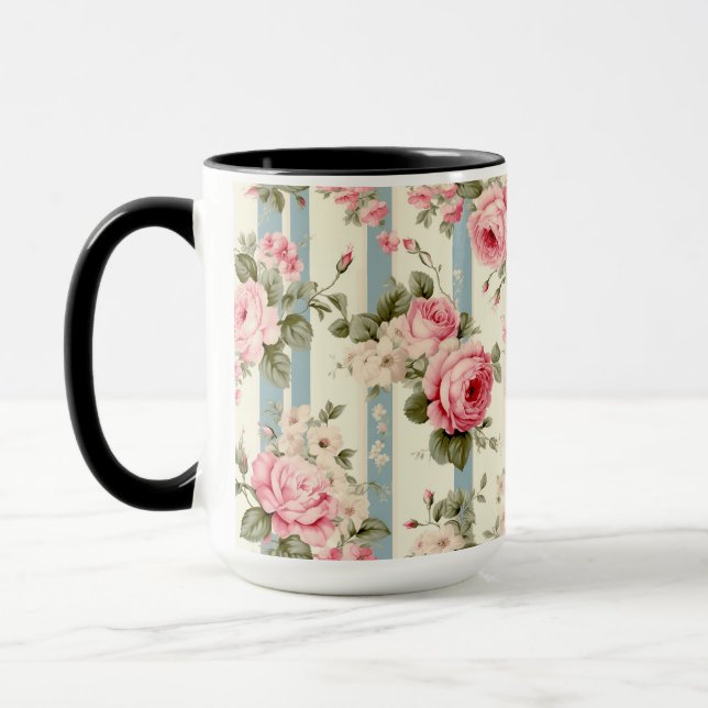 Shabby Chic Vintage Roses Mug (Left)