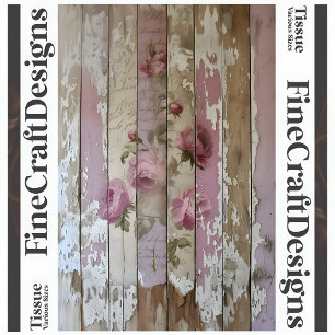 Shabby Chic Vintage Roses On Wood A2R Decoupage Tissue Paper
