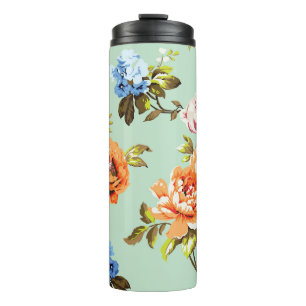 Shabby Chic Vintage Roses Pattern Thermal Tumbler