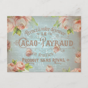 Shabby chic vintage roses rose typo postcard