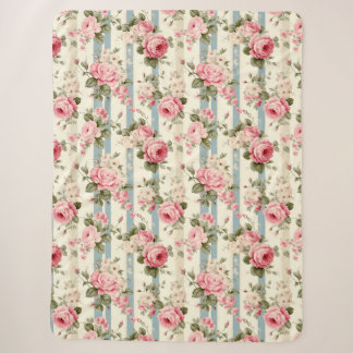 Shabby Chic Vintage Roses Sherpa Blanket