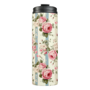 Shabby Chic Vintage Roses Thermal Tumbler
